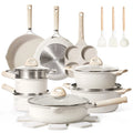2026 Carote Antihaft-Topf- und Pfannen-Set, 21-teilig, Induktions-Kochgeschirr-Sets (Beige Granit)
