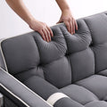 2026 3-in-1 Schlafsofa Couchbett, kleines umwandelbares Samt-Loveseat mit Ausziehbett, verstellbarer Rückenlehne, Zylinderkissen, Mehrfach-Taschen & Handyhalter – Grau, 55,5"
