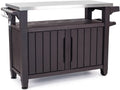 2026 2026 Keter Unity XL Mobiler Patio-Wagen – Wetterfester Außenküchentisch mit Edelstahl-Arbeitsfläche, Abschließbarem Stauraum & Zubehör