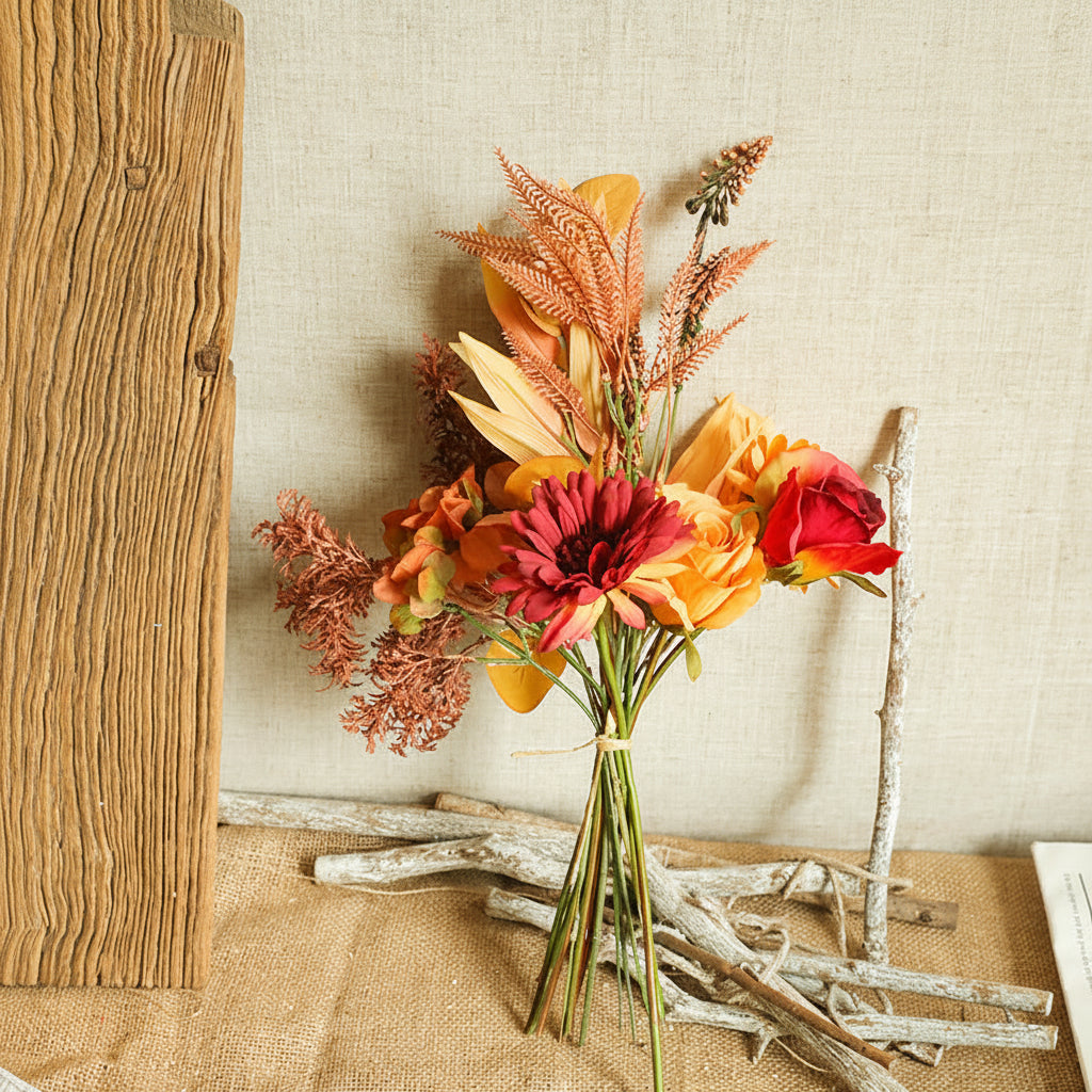 Autumn Dried Flower Bouquet – Artificial Green Plants for Home & Wedding Decor
