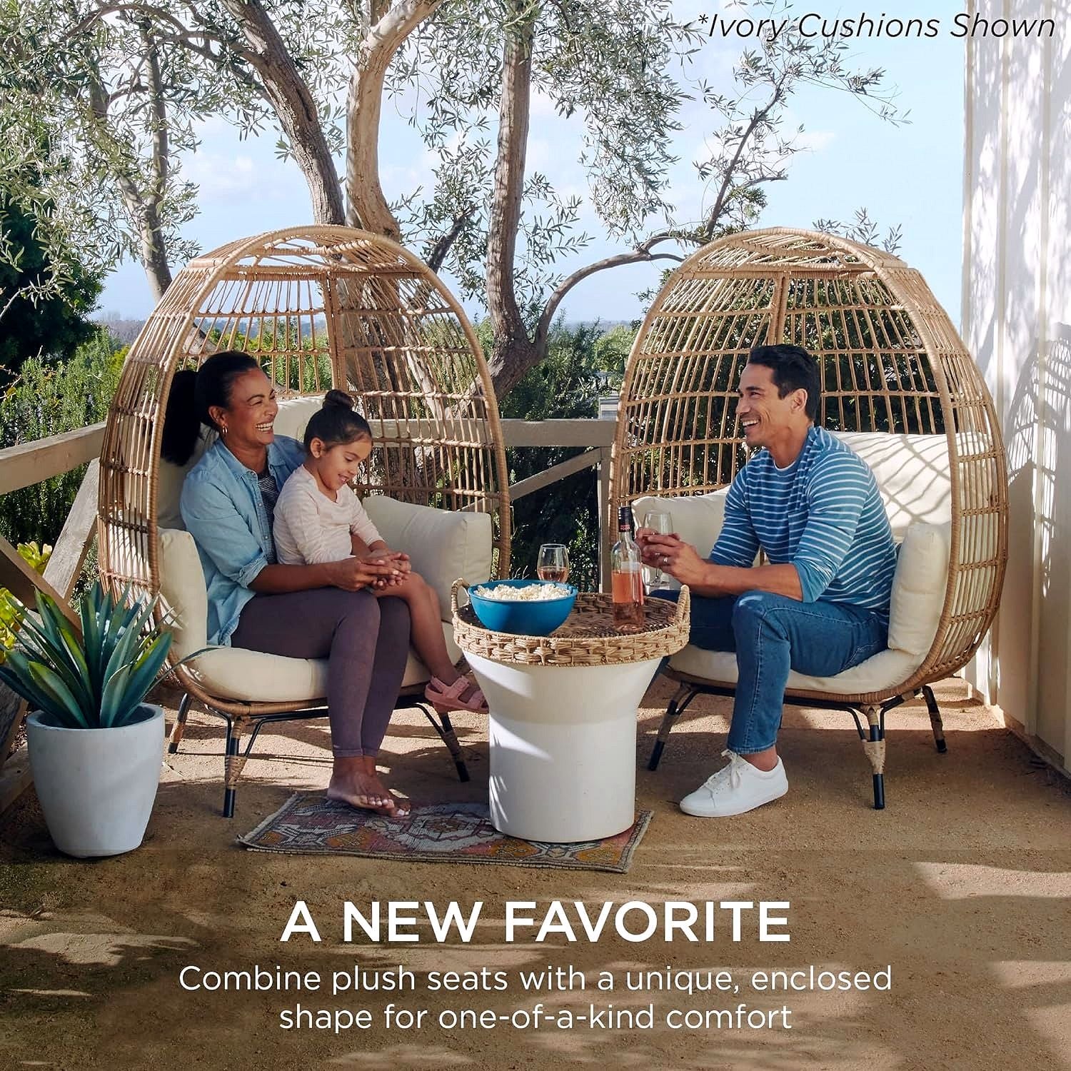 2026 Best Choice Products Wicker Egg Chair – Übergroßer Indoor- & Outdoor-Loungesessel für Terrasse, Garten & Wohnzimmer