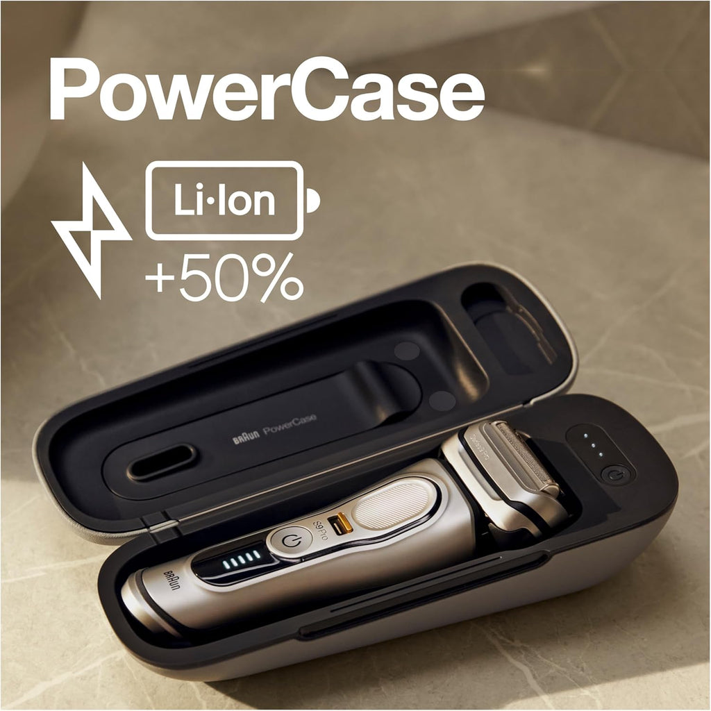 Braun Series 9 Pro Premium Rasierer Herren mit 4 1 Scherkopf, Elektrorasierer & ProLift Trimmer, PowerCase, 5-in-1 Reinigungsstation, 60 Min Laufzeit, Made in Germany, 9477cc, silber