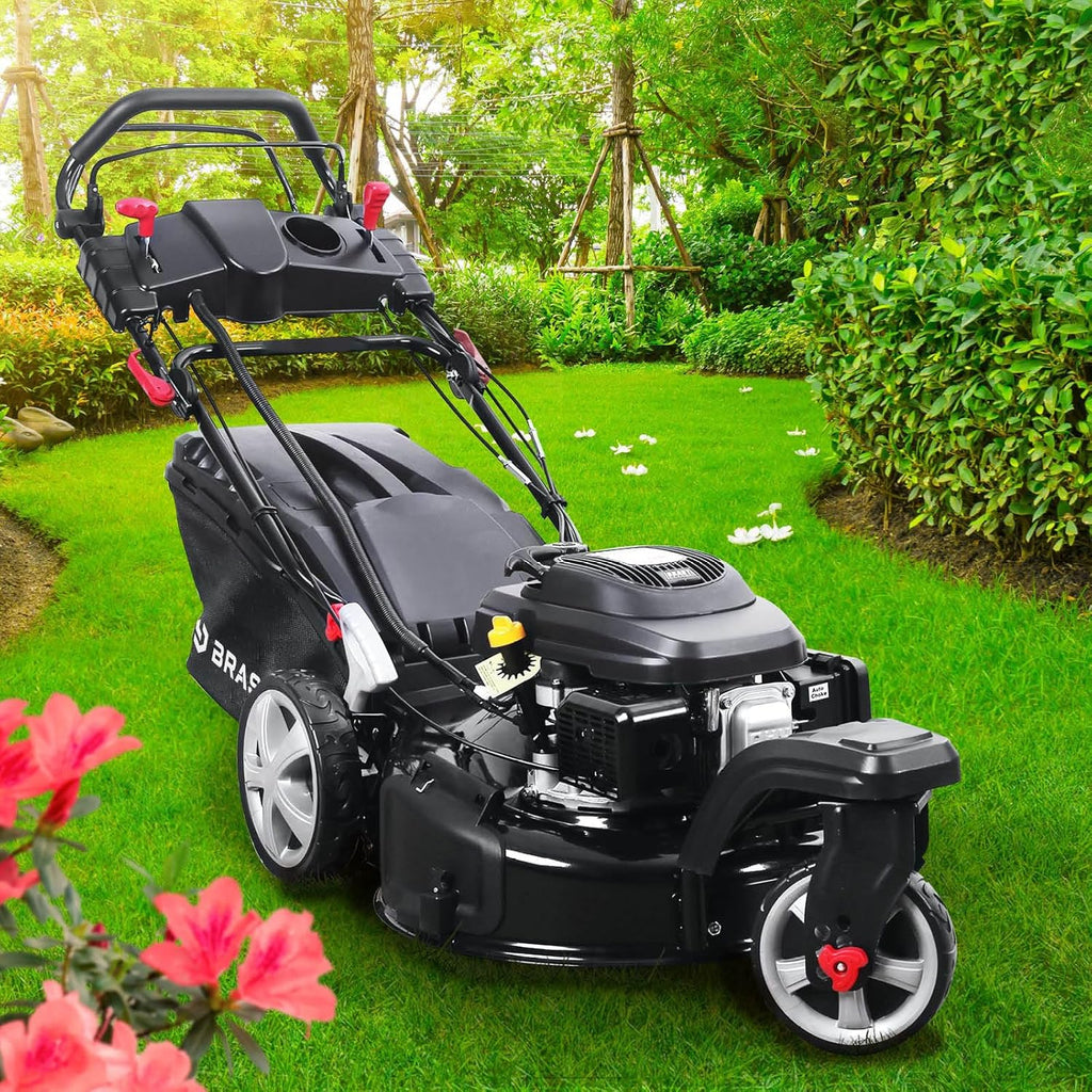 BRAST Benzin Rasenmäher Trike mit Antrieb | 5,2kW(7PS) | 53cm Schnittbreite | viele Modelle | TÜV | 4 Takt OHV Motor | 30-80mm Schnitthöhe | 60L Fangkorb | Stahlgehäuse | Speed