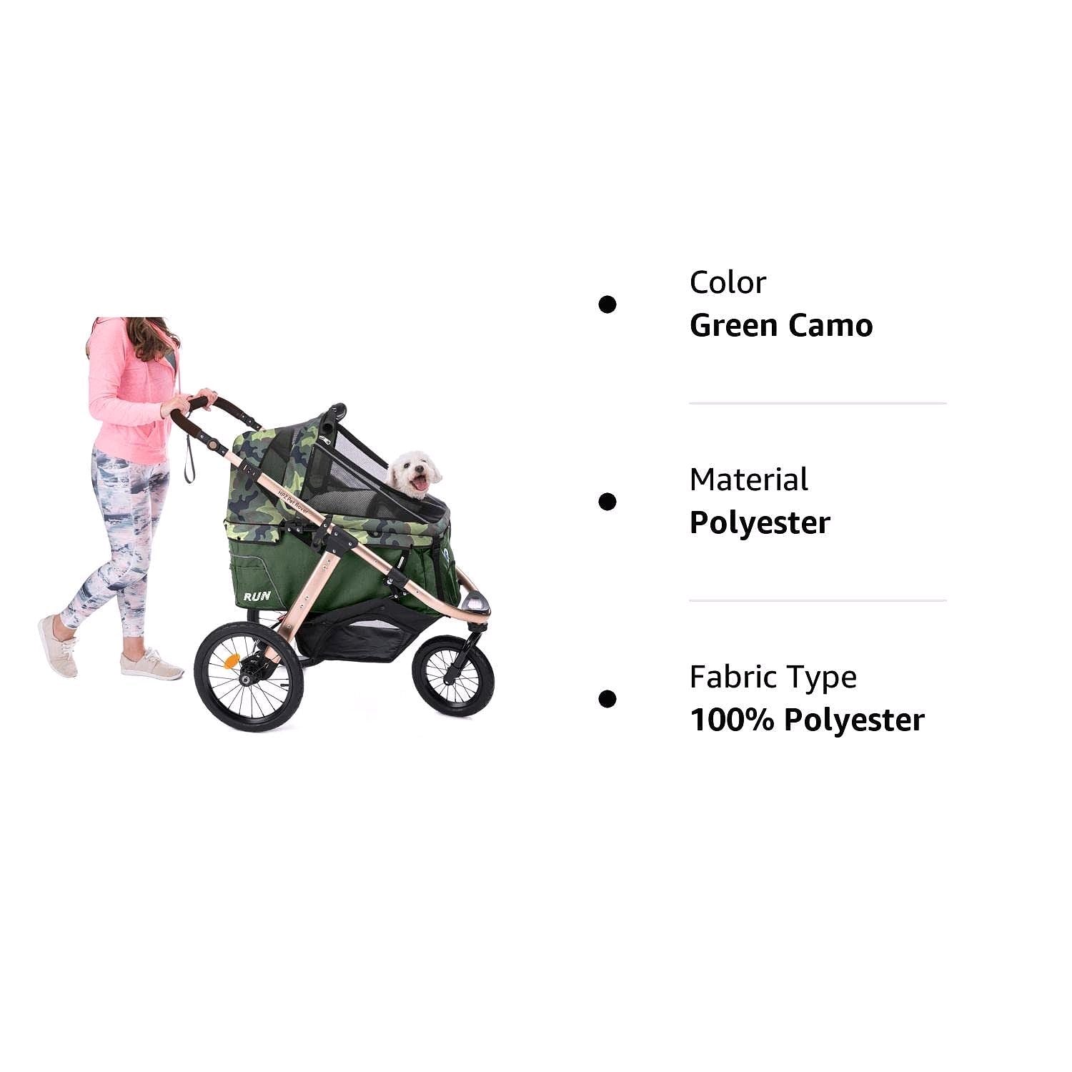 2026 Jogging-Sport-Tierbuggy mit Komfort-Gummirädern / Reißverschlusslosem Einstieg / Einhand-Schnellfaltung / Aluminiumrahmen für kleine & mittelgroße Hunde, Katzen und Haustiere (Grün Camouflage)