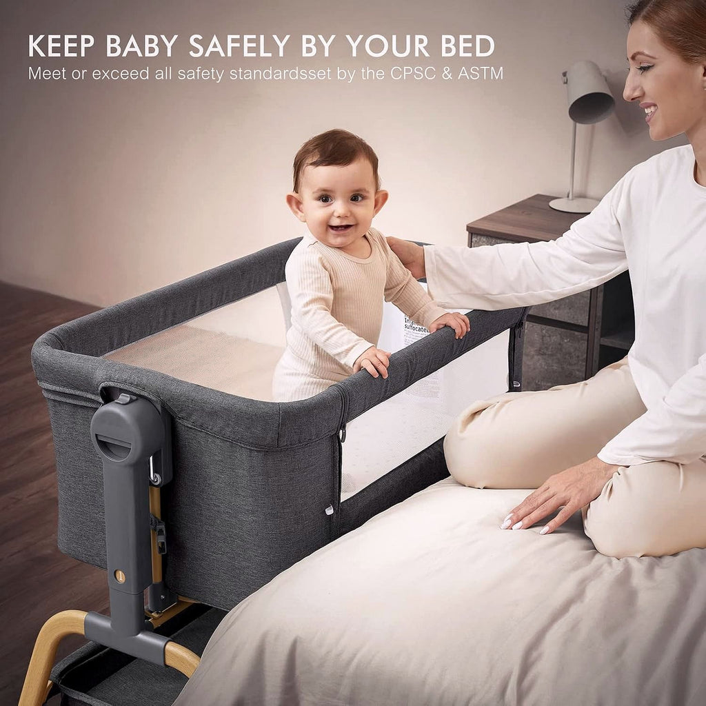 2026 Babywiege / Beistellbett mit Schaukelfunktion, Matratze & Rollen – 3-in-1 für Neugeborene