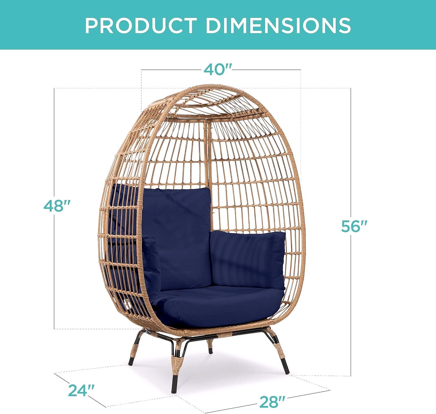 2026 Best Choice Products Wicker Egg Chair – Übergroßer Indoor- & Outdoor-Loungesessel für Terrasse, Garten & Wohnzimmer