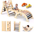 2026 Pikler-Dreieck Set 7-in-1 – Faltbares Baby-Kletterspielzeug aus Holz, Montessori Kletterset mit Bogen, Rampe & Leiter, Indoor Klettergerüst für Kleinkinder – Regenbogen