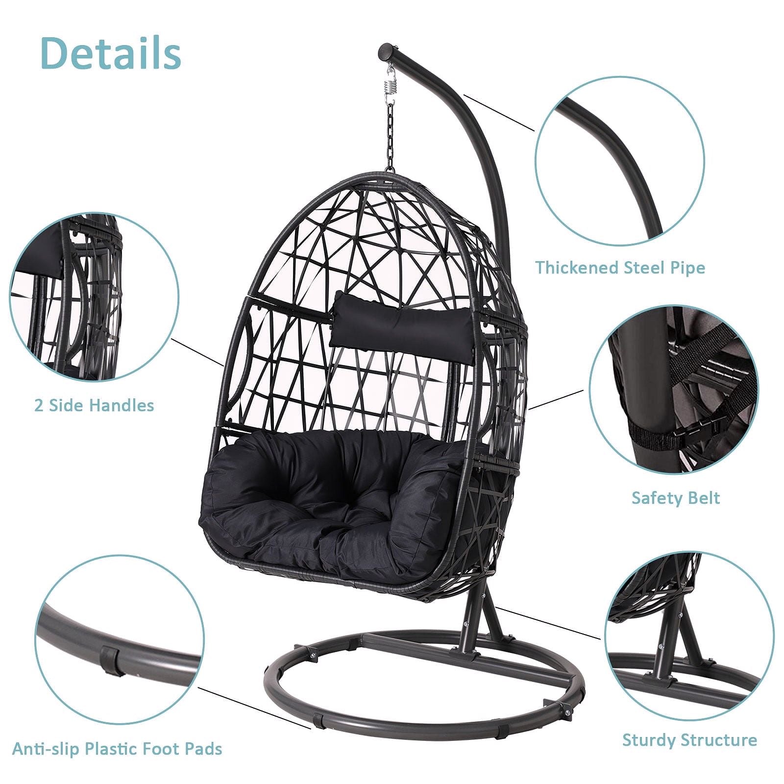 2026 Haverchair Hängesessel Ei mit Gestell für Outdoor & Terrasse