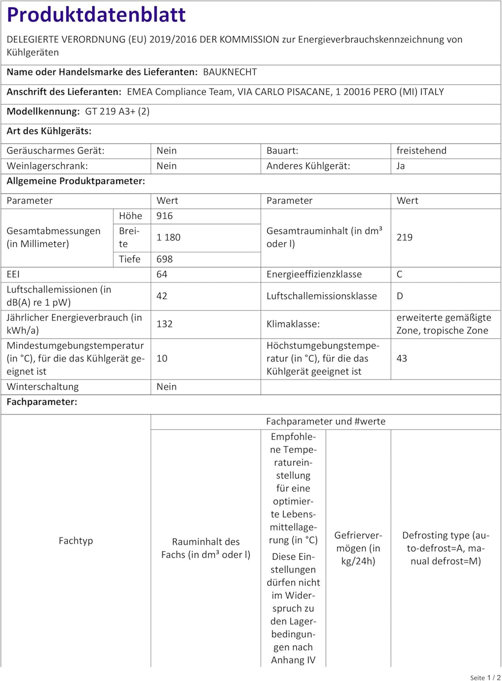 Bauknecht GT 219 A3 Gefriertruhe/ Gefrieren: 215 L/ Supergefrieren/ SapceMax/ Innenbeleuchtung/ ECO Energiesparen/ Kindersicherung