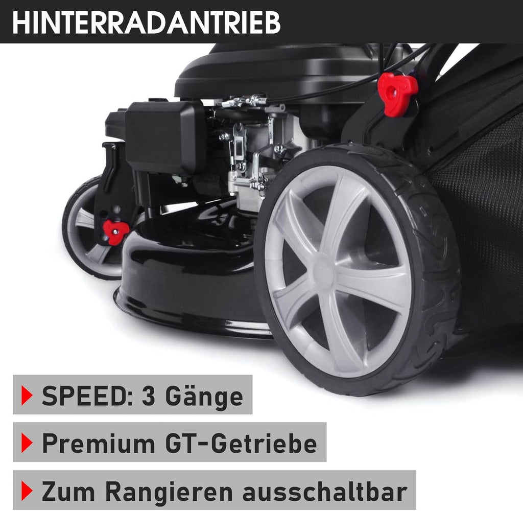 BRAST Benzin Rasenmäher Trike mit Antrieb | 5,2kW(7PS) | 53cm Schnittbreite | viele Modelle | TÜV | 4 Takt OHV Motor | 30-80mm Schnitthöhe | 60L Fangkorb | Stahlgehäuse | Speed