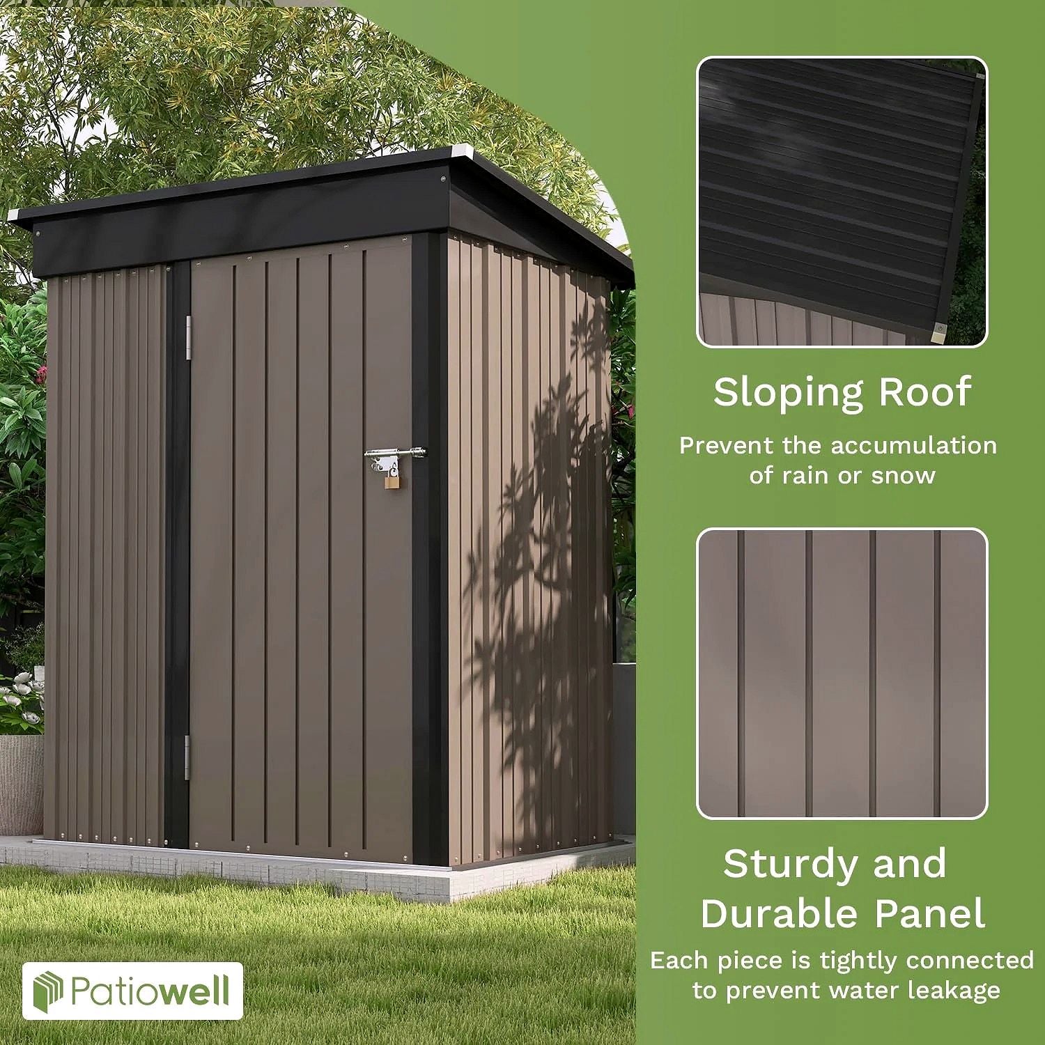 2026 Patiowell Outdoor-Gerätehaus 5 × 3 FT für Garten, Terrasse und Rasen